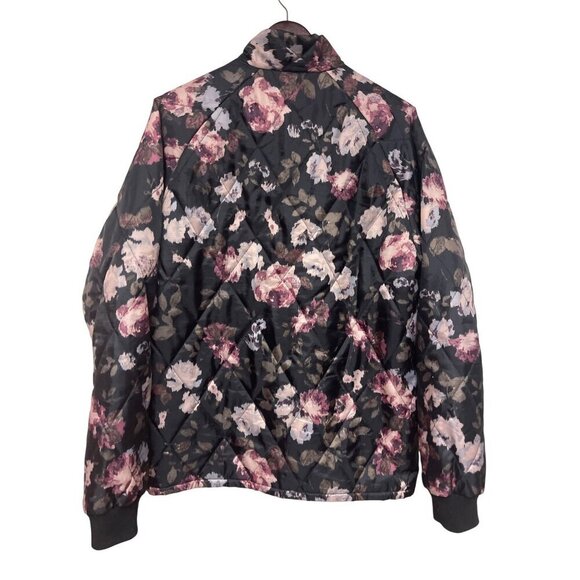 Urban Outfitters Women's Black Floral Quilted Pockets Size Medium Zip Closure - Picture 2 of 10